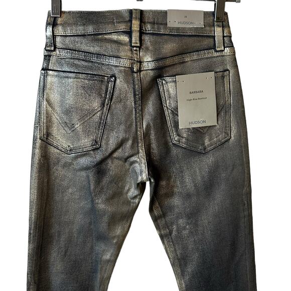 NWT Hudson Womens Barbara Ombre Foil Coated High Rise Bootcut Jeans 23 Goth Punk - Picture 6 of 11